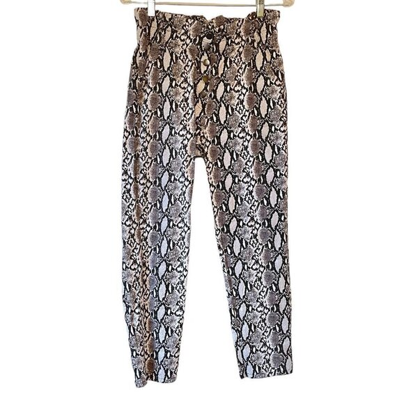 TAXI Junior's Snakeskin Ankle Jeggings Button Fly Elastic Paper Bag Waist  Large - Picture 1 of 8